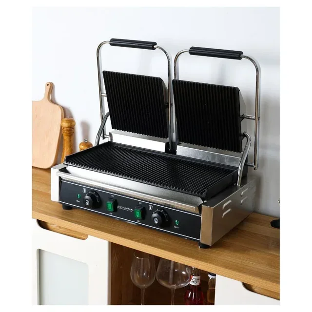 Double Panini Grill with Grooved Plates - Refurbished
