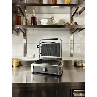 Electric Grooved Sandwich Press - Single Contact Grill