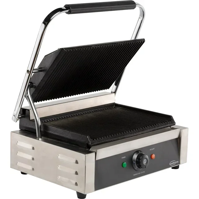 Electric Grooved Sandwich Press - Single Contact Grill