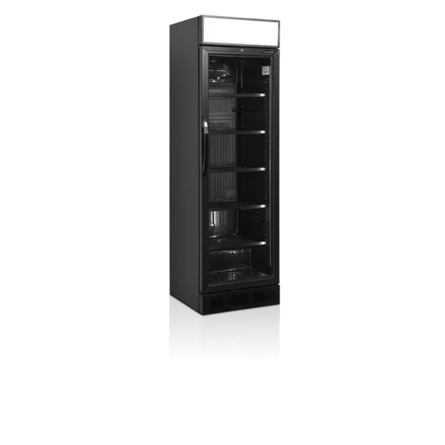 Black 347L Refrigerated Beverage Cabinet - Glass Door Display Fridge