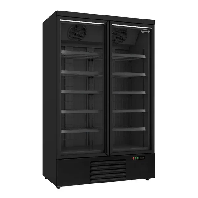 2-Door Glass Door Upright Freezer 1000L - Black