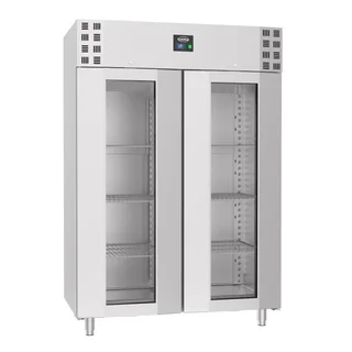 Stainless Steel Glass Door Upright Freezer 2 Doors 1400 Litres - Professional Refrigeration