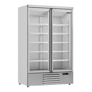 1000 Liter Stainless Steel Refrigerator Cabinet - Double Glass Door - 2 Panels