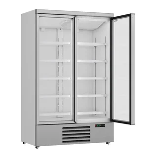 1000 Liter Stainless Steel Refrigerator Cabinet - Double Glass Door - 2 Panels
