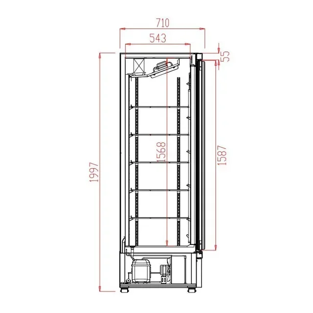 1000 Liter Stainless Steel Refrigerator Cabinet - Double Glass Door - 2 Panels