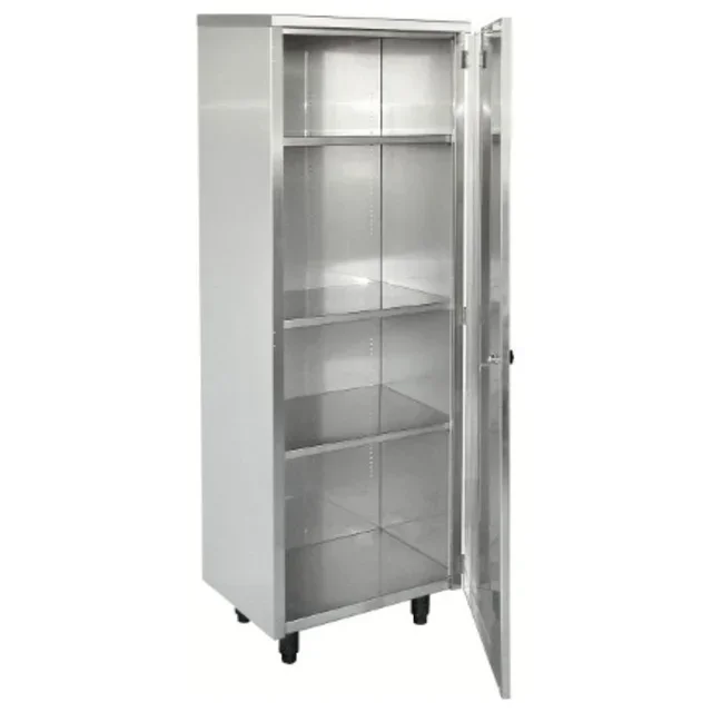 Stainless Steel Tall Cabinet with Swing Door and 3 Shelves - Professional Storage