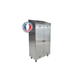 Armario de Almacenamiento Acero Inoxidable 2 Puertas para Escobas - Fijo sin Ruedas