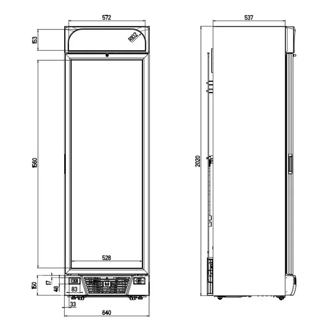 Negative Temperature 1 Glass Door Refrigerator 382L - White Finish