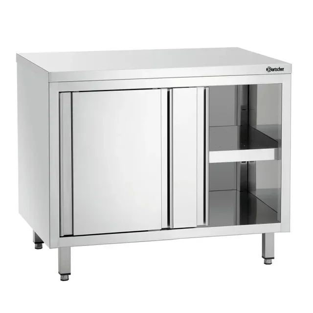 Armoire de Rangement Inox 2 Portes Coulissantes avec Etagère - Longueur 100 cm