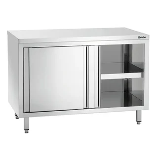 Stainless Steel Storage Cabinet with Sliding Doors and Shelf - Width 1200 mm