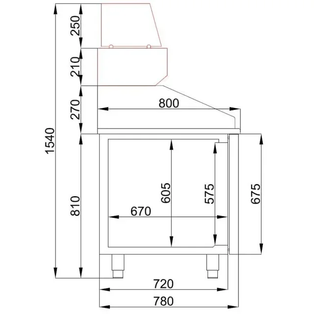 Pizza Storage Cabinet 2 Doors 5 Drawers - 615 Litres