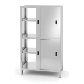 Aufbewahrungsschrank mit Fächereinteilung und Schiebetüren - Schraubbefestigung