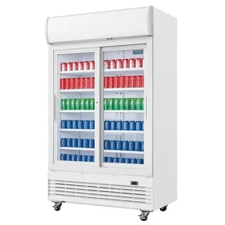 Double Glass Sliding Door Refrigerated Cabinet 950L - White Finish