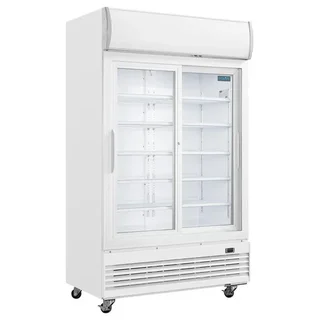 Double Glass Sliding Door Refrigerated Cabinet 950L - White Finish