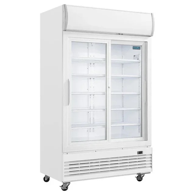 Double Glass Sliding Door Refrigerated Cabinet 950L - White Finish