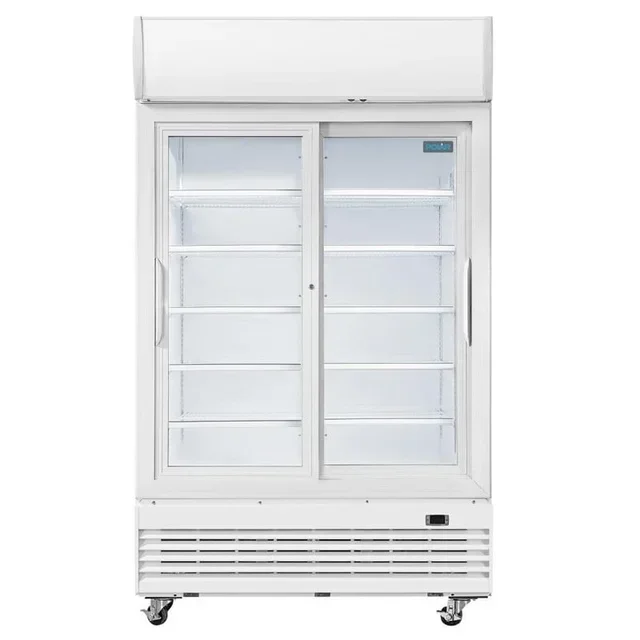 Double Glass Sliding Door Refrigerated Cabinet 950L - White Finish