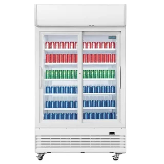 Double Glass Sliding Door Refrigerated Cabinet 950L - White Finish