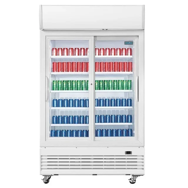 Double Glass Sliding Door Refrigerated Cabinet 950L - White Finish