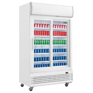 Double Glass Sliding Door Refrigerated Cabinet 950L - White Finish