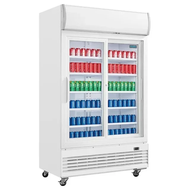 Double Glass Sliding Door Refrigerated Cabinet 950L - White Finish