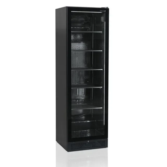 Black Glass Door Refrigerated Display Cabinet 347 Liters