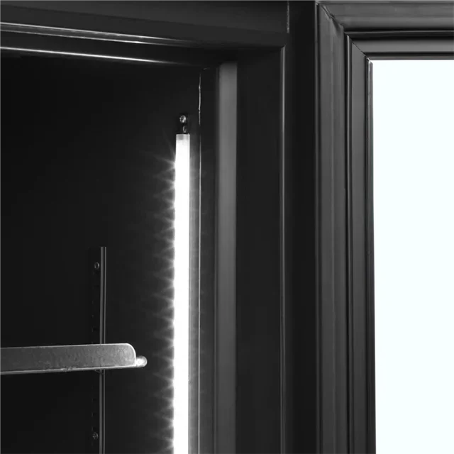 Black Refrigerated Cabinet 2 Glass Doors Canopy 645 Liters