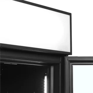 Black Refrigerated Cabinet 2 Glass Doors Canopy 645 Liters