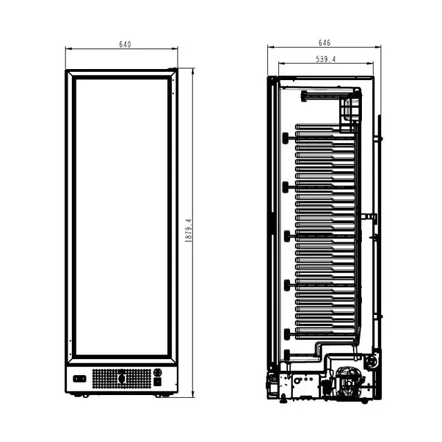 Armario Frigorífico Negativo Puerta de Cristal Negra 1 Puerta 382 Litros