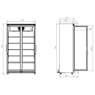 Double Glass Door Refrigerated Cabinet - 785 Liter Capacity