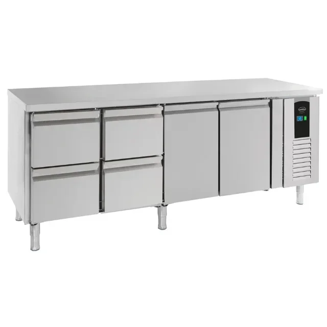 Kühltisch mit Positivtemperatur 2 Türen 4 Schubladen Energy Line - Kapazität 393 L