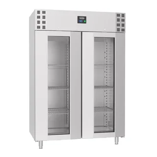 Armadio Refrigerato Positivo Acciaio Inox 1400 Litri - 2 Porte a Vetro