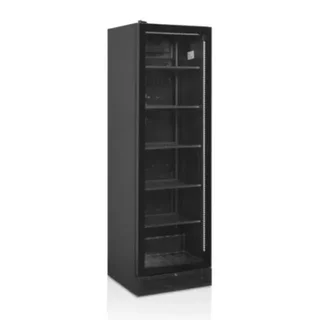 Black Upright Refrigerator - Transparent Glass Door Left Hinge - 347 Liter Capacity