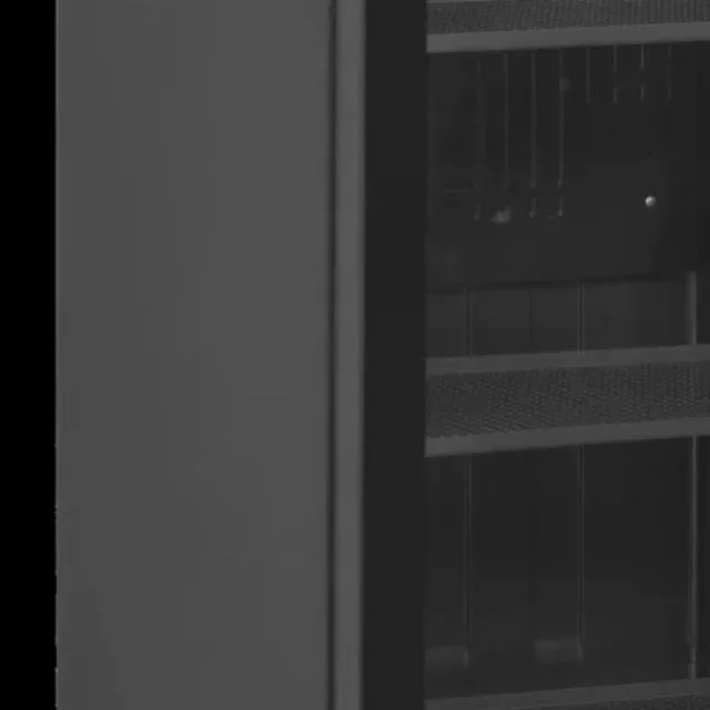 Black Upright Refrigerator - Transparent Glass Door Left Hinge - 347 Liter Capacity