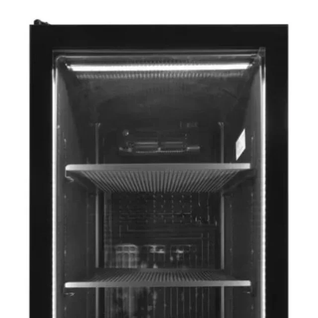 Black Upright Refrigerator - Transparent Glass Door Left Hinge - 347 Liter Capacity
