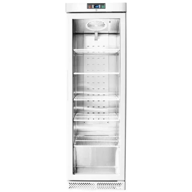380L Glass Door Refrigerated Display Cabinet - Fan Assisted - White - Tropical Climate