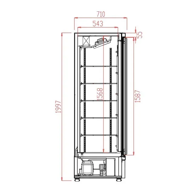 Glass Door Refrigerated Display Cabinet 1 Door - 600 Litres