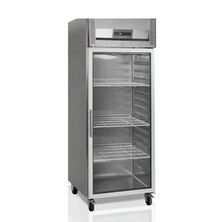 Stainless Steel GN 2/1 Glass Door Upright Refrigerator 484 Liters
