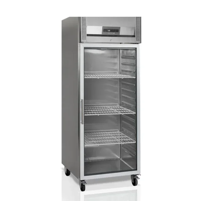 Stainless Steel GN 2/1 Glass Door Upright Refrigerator 484 Liters