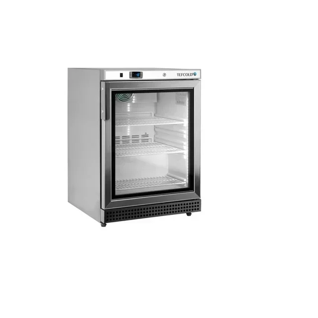 120 Litre Glass Door Upright Freezer - Forced Air Ventilation - Stainless Steel