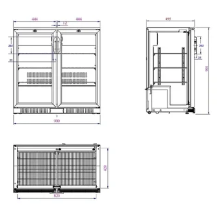 Frigorífico de Barra Trasera 2 Puertas de Cristal - Capacidad 208 Litros