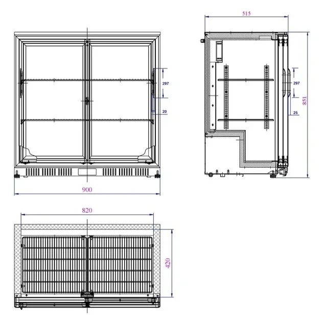 Back Bar Refrigerator 2 Sliding Doors 198L - Positive Cooling