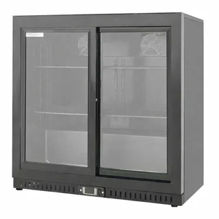 Refrigerador de Bar Traseiro 2 Portas de Correr de Vidro Interior Preto 212 Litros