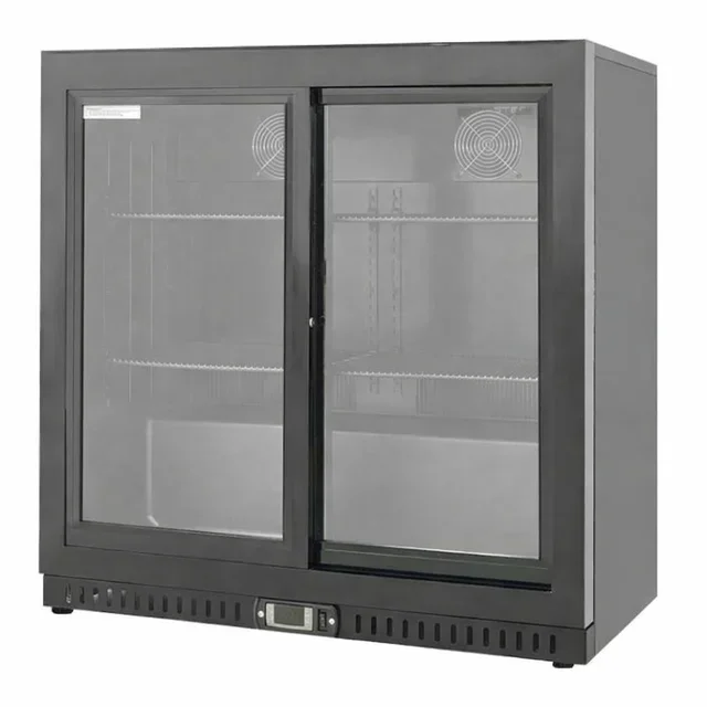 Refrigerador de Bar Traseiro 2 Portas de Correr de Vidro Interior Preto 212 Litros