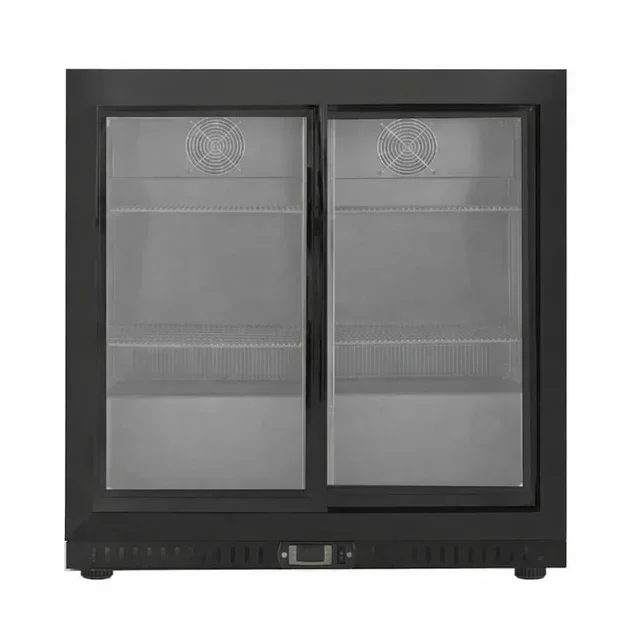 Back Bar Refrigerator 2 Sliding Glass Doors Black Interior 212 Liters