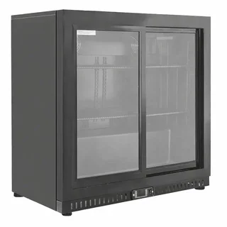 Refrigerador de Bar Traseiro 2 Portas de Correr de Vidro Interior Preto 212 Litros