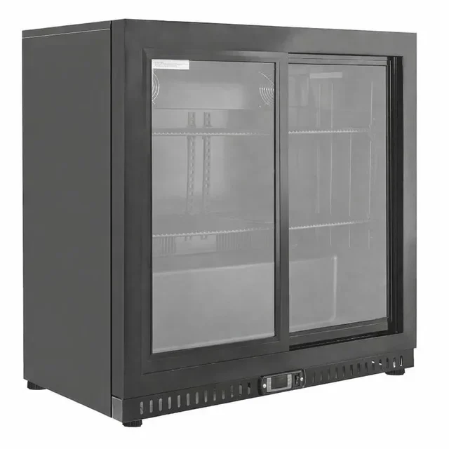 Refrigerador de Bar Traseiro 2 Portas de Correr de Vidro Interior Preto 212 Litros