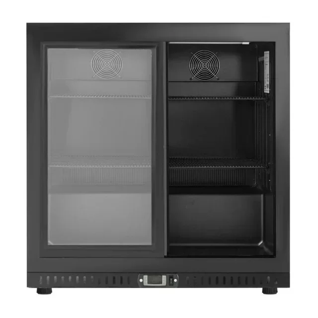 Back Bar Refrigerator 2 Sliding Glass Doors Black Interior 212 Liters