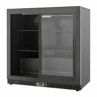 Refrigerador de Bar Traseiro 2 Portas de Correr de Vidro Interior Preto 212 Litros