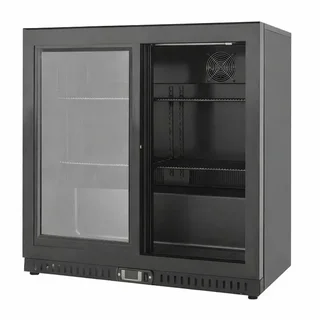 Refrigerador de Bar Traseiro 2 Portas de Correr de Vidro Interior Preto 212 Litros