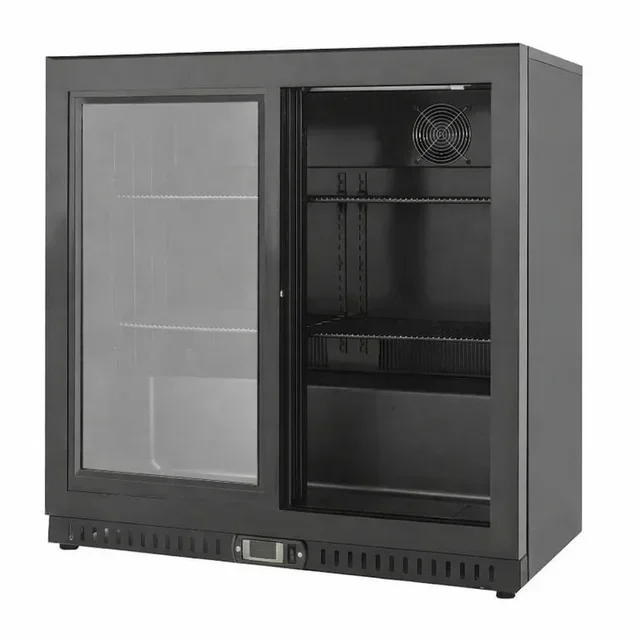 Refrigerador de Bar Traseiro 2 Portas de Correr de Vidro Interior Preto 212 Litros